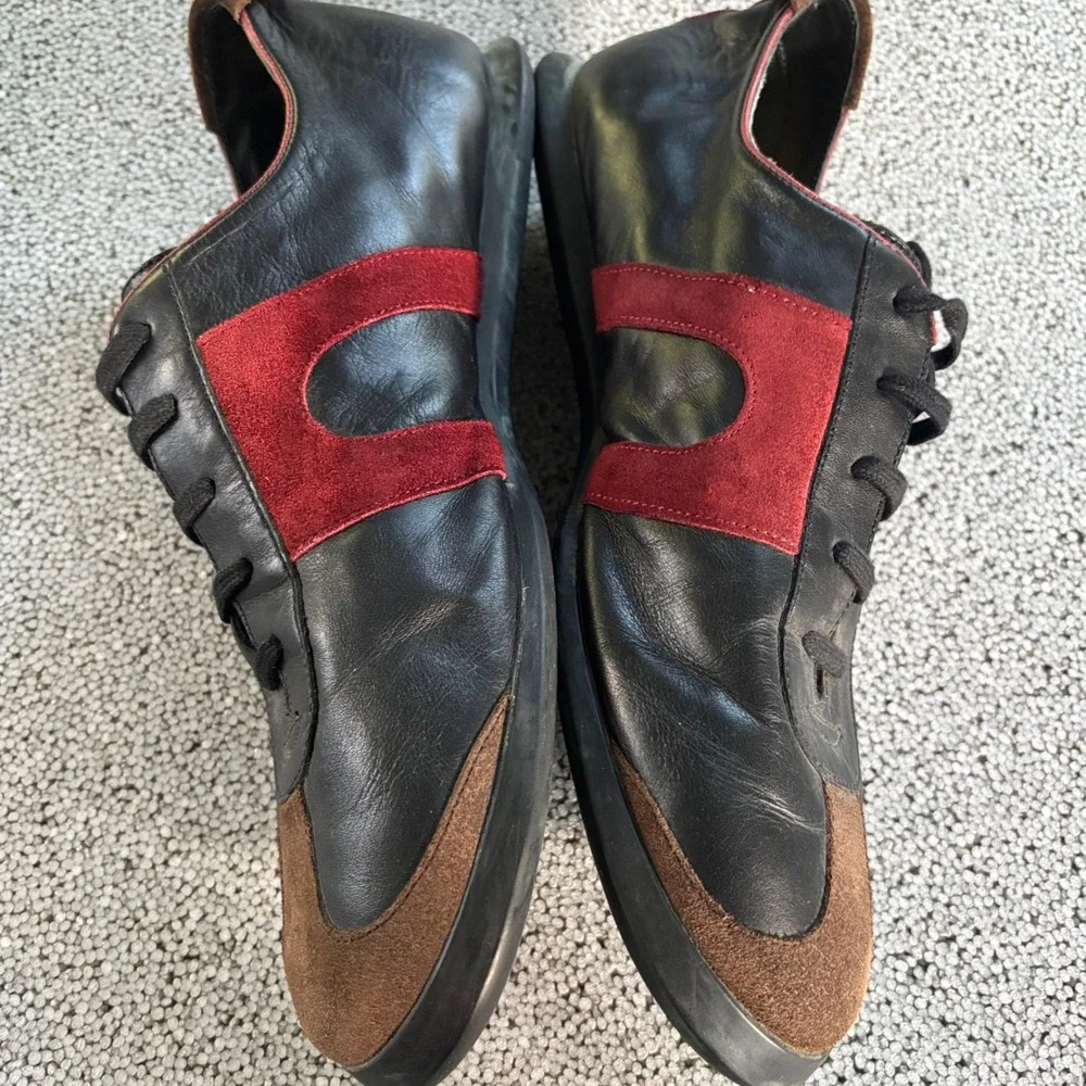VTG Camper Sneakers Men 46 12 US Black Red Morocco Leather Suede Gorpcore Grunge